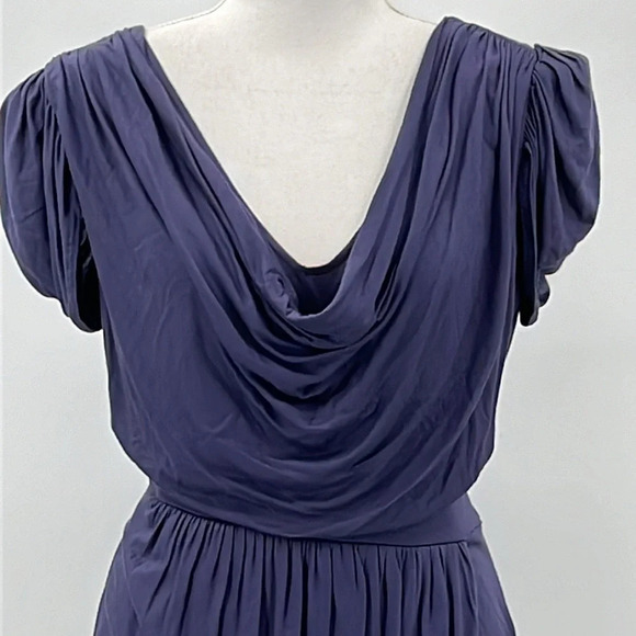 French Connection Draped Short Sleeve Faux Wrap Dress in Blue - Size 8 - Picture 3 of 6